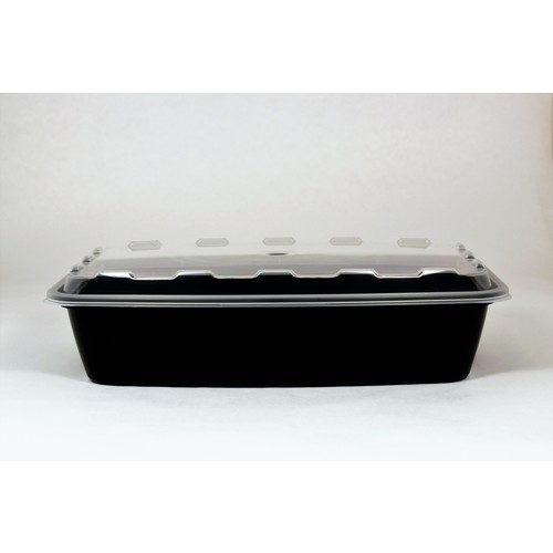 CUBEWARE CR-1156B Cubeware 56 Ounce Rectangular Container Black Base With Clear Lid, 100 Set